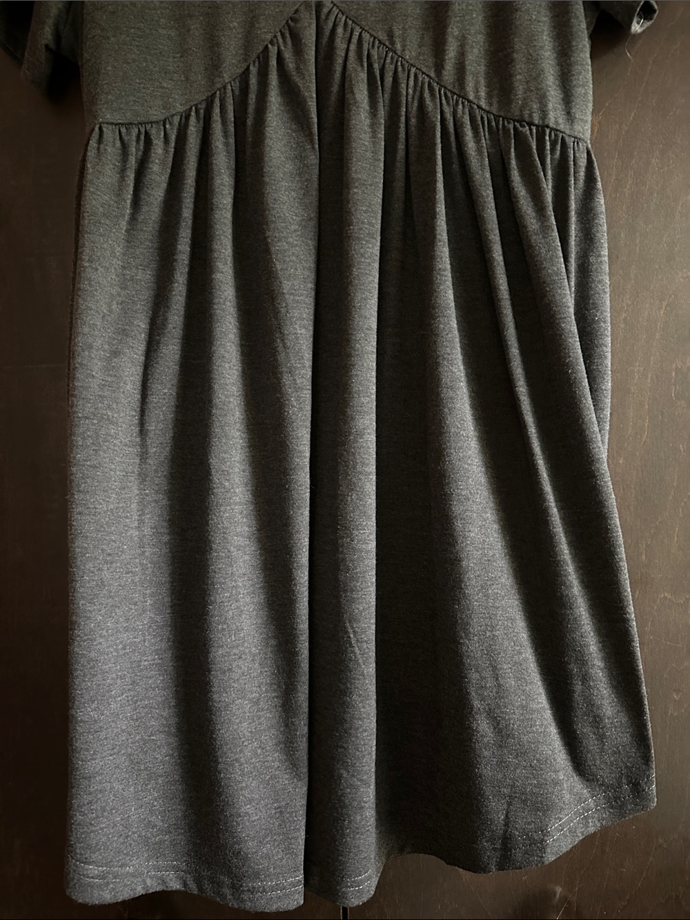 Charcoal V-Neck Gathered T-Shirt Babydoll Dress - Picture 3 of 6